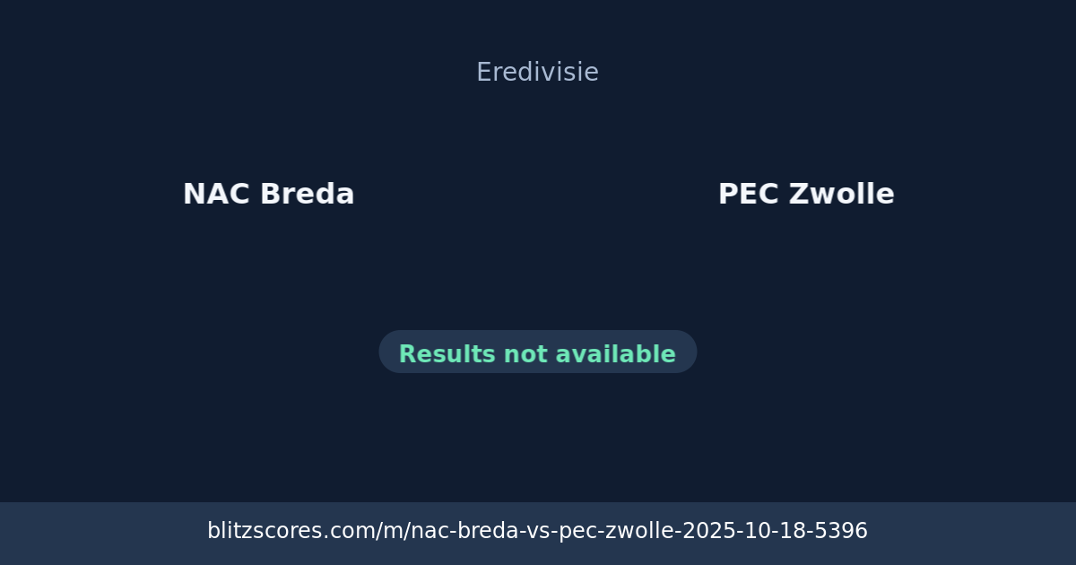 NAC Breda vs PEC Zwolle score card