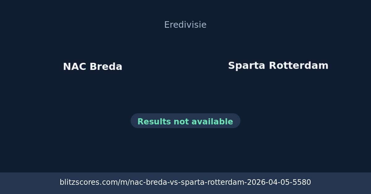 NAC Breda vs Sparta Rotterdam score card