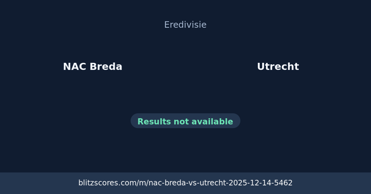 NAC Breda vs Utrecht score card