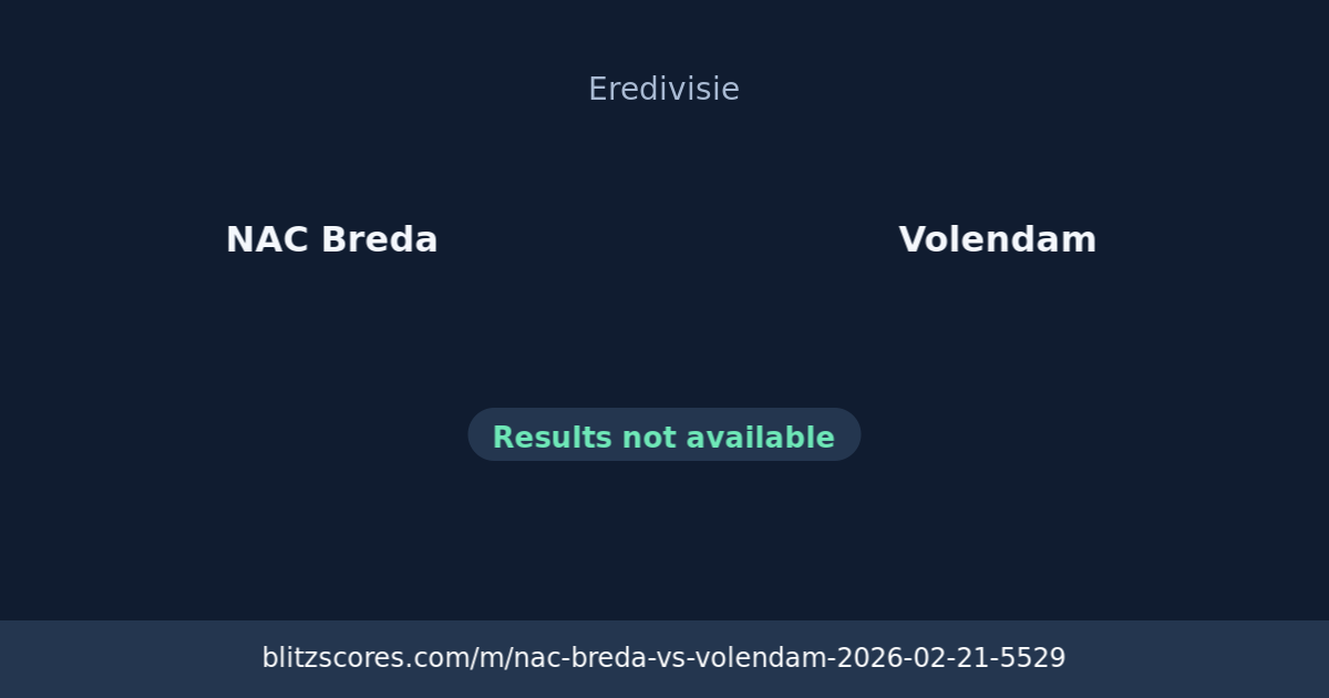 NAC Breda vs Volendam score card