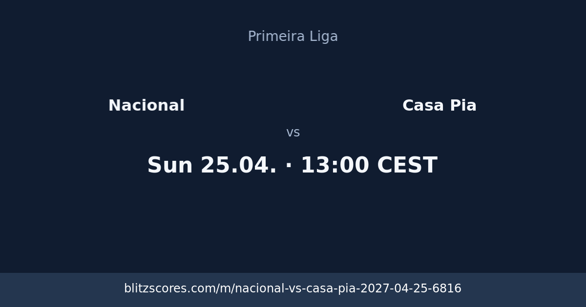Nacional vs Casa Pia score card