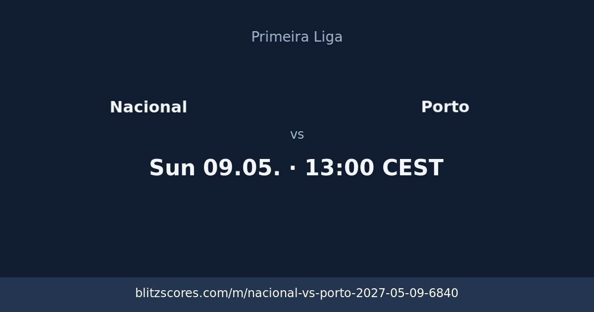 Nacional vs Porto score card