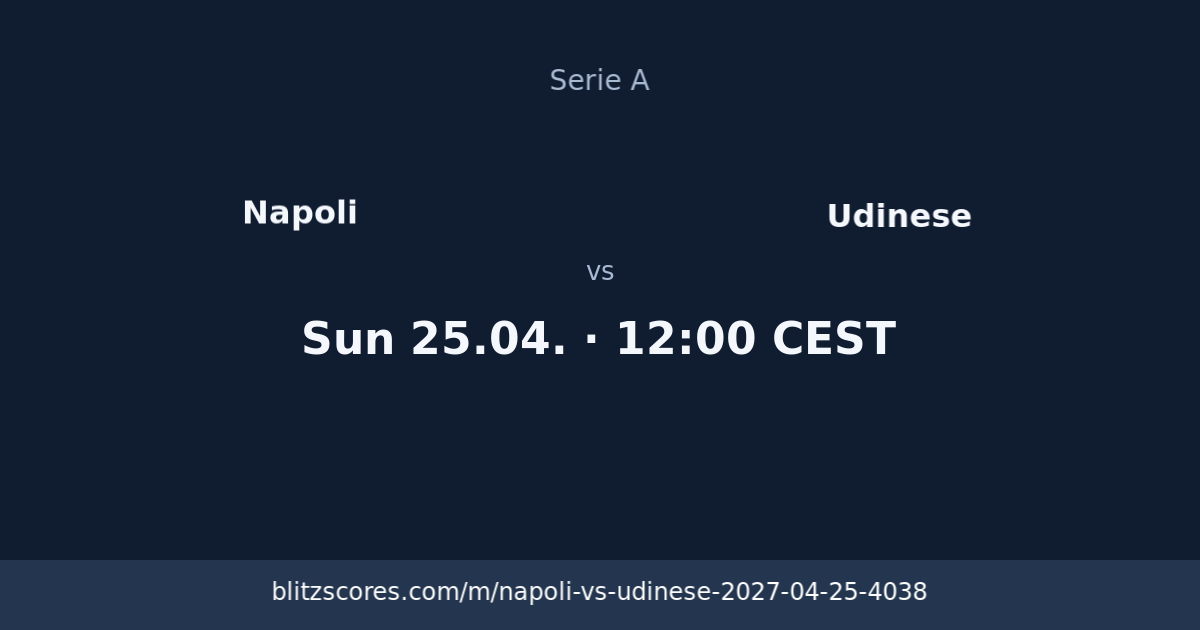 Napoli vs Udinese score card