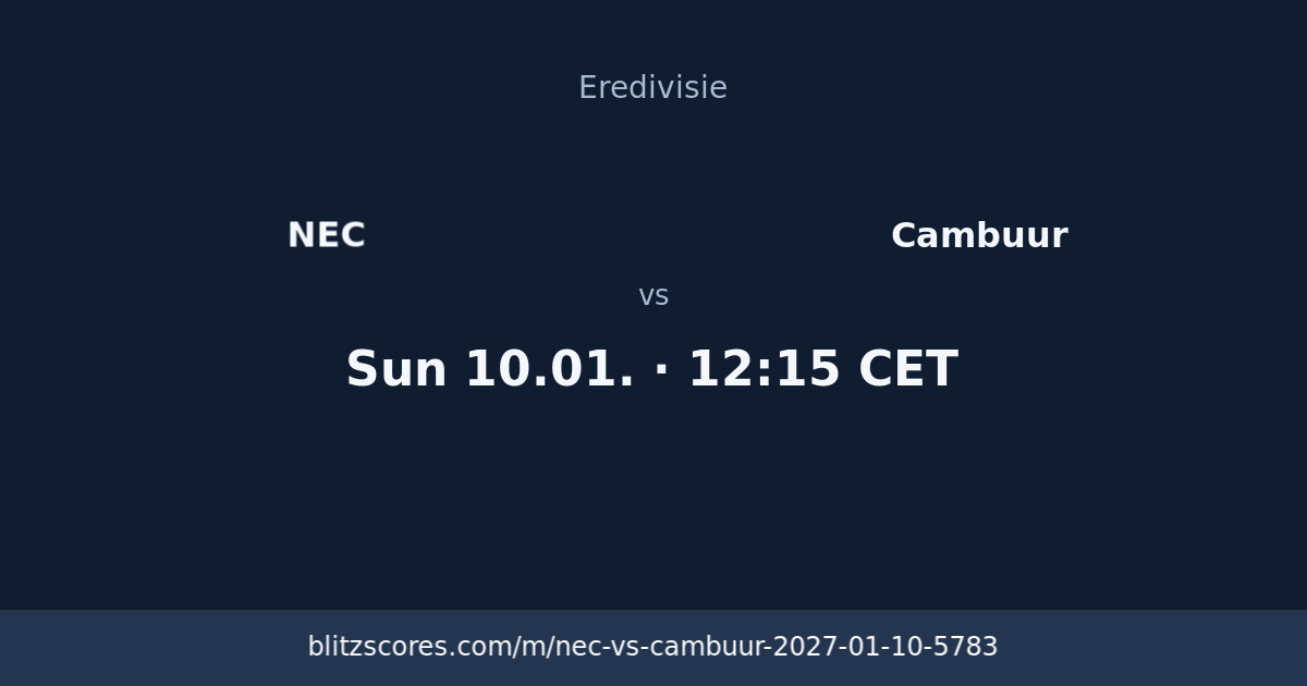 NEC vs Cambuur score card