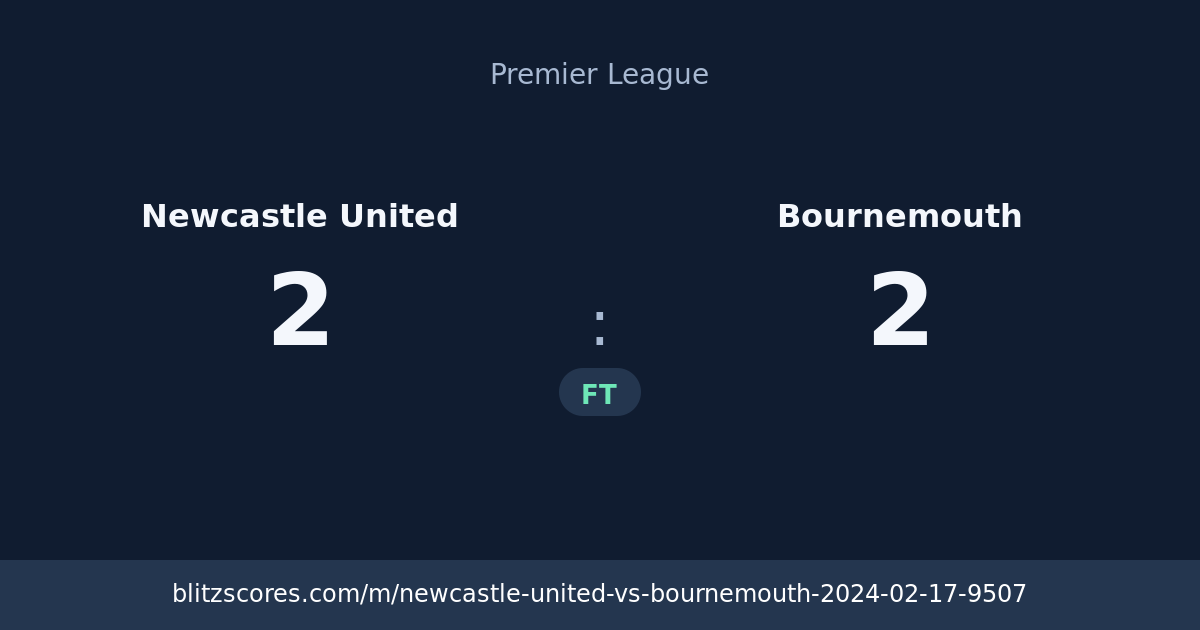 Newcastle United vs Bournemouth score card