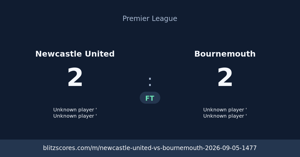 Newcastle United vs Bournemouth score card