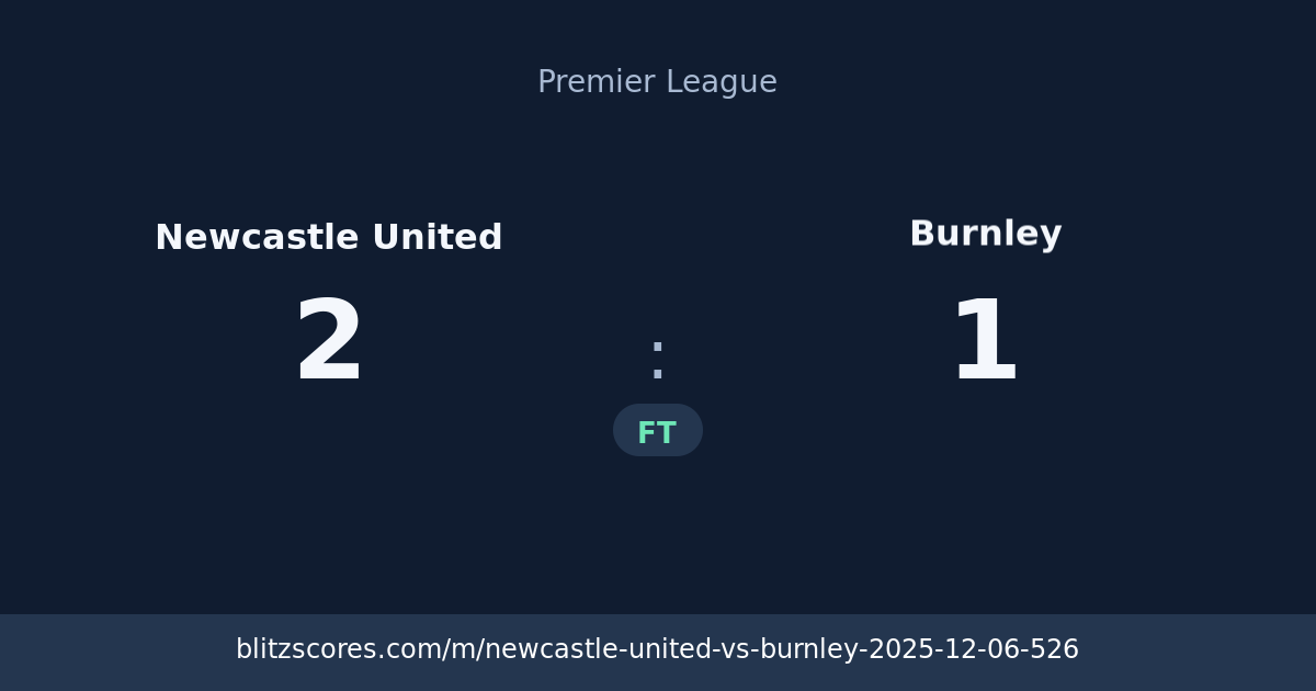 Newcastle United vs Burnley score card