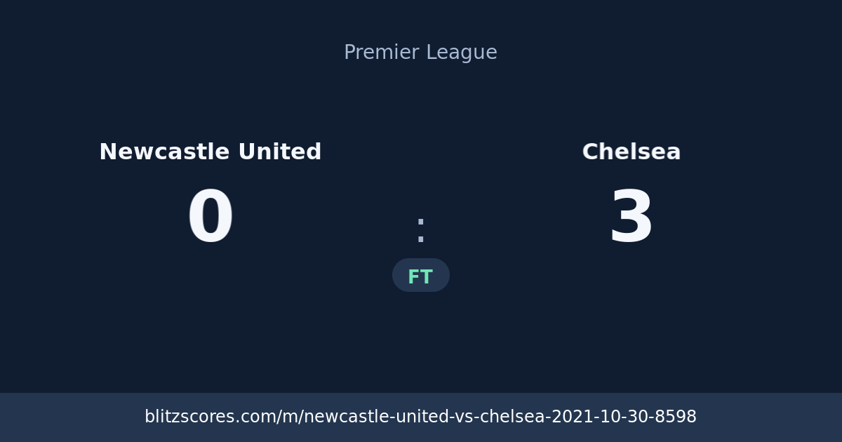 Newcastle United vs Chelsea score card