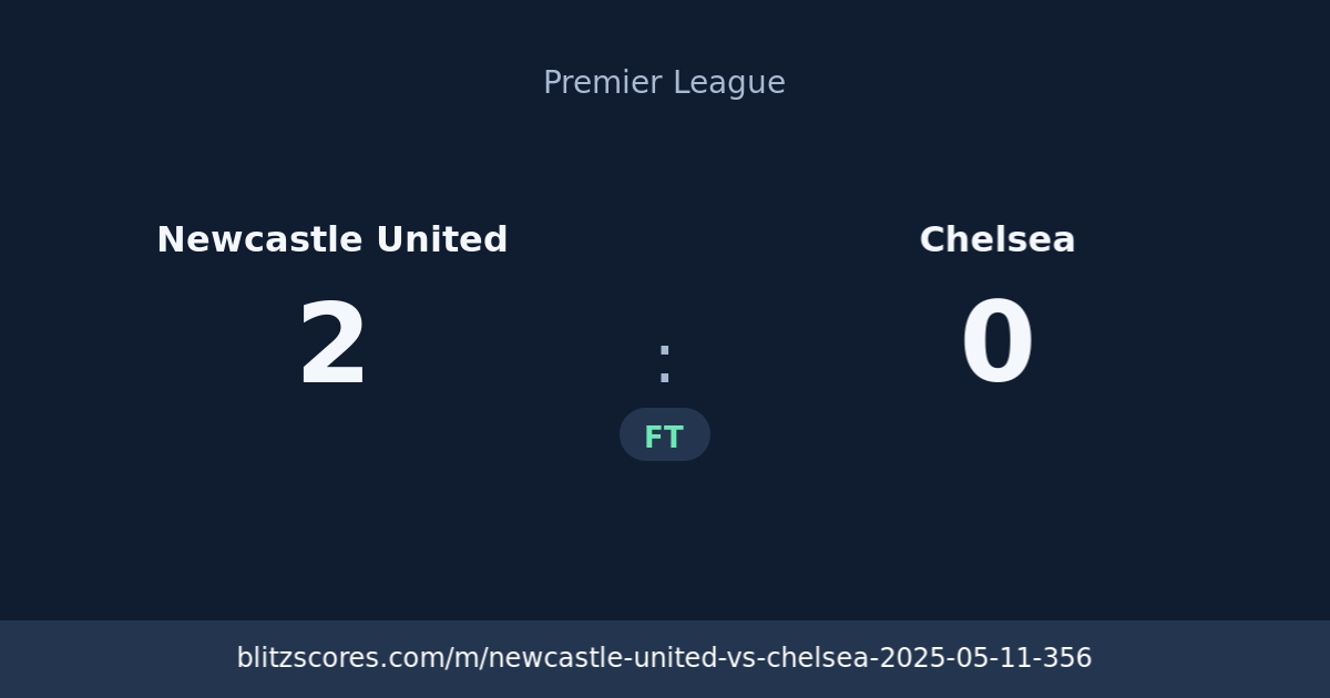 Newcastle United vs Chelsea score card