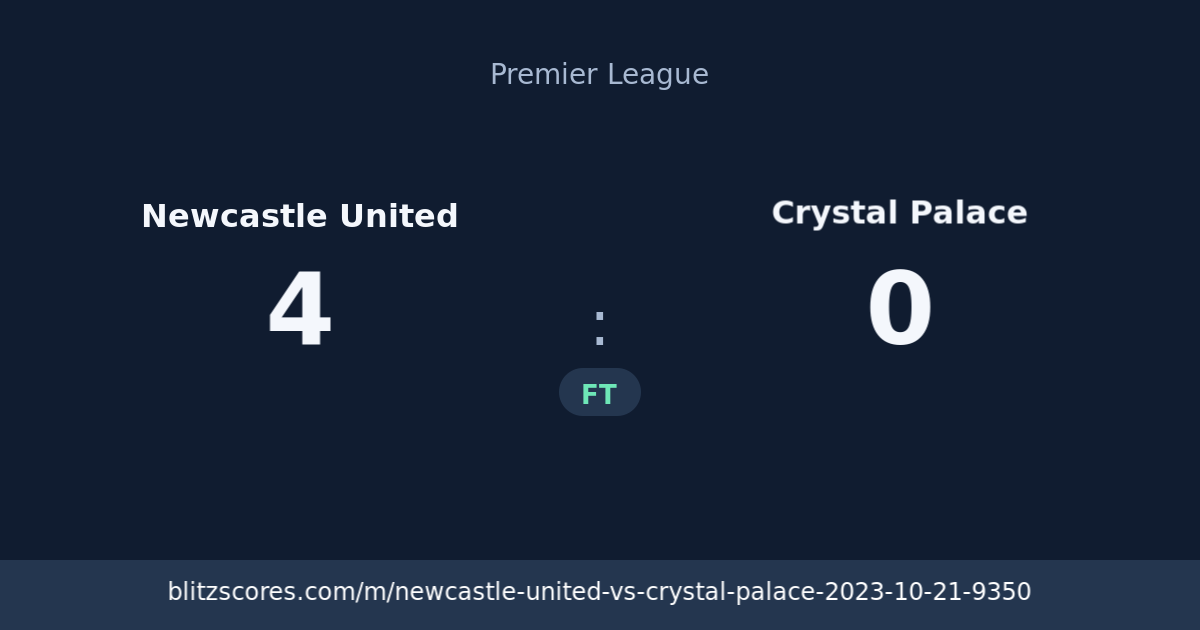 Newcastle United vs Crystal Palace score card
