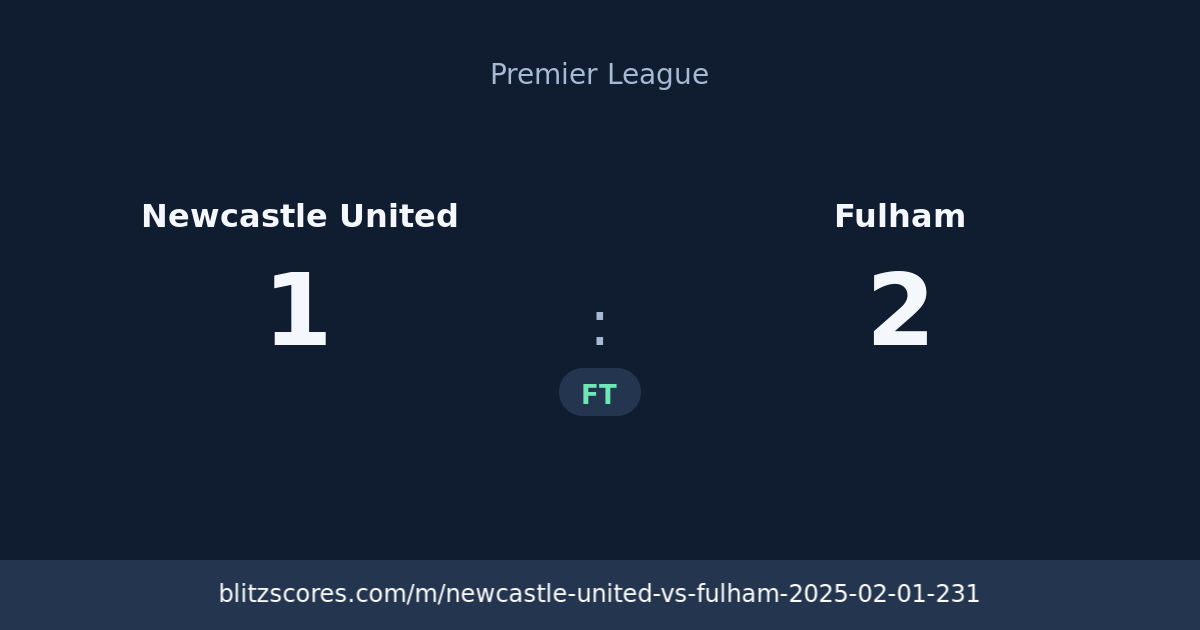 Newcastle United vs Fulham score card