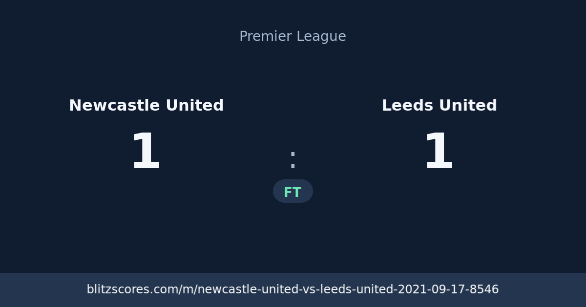 Newcastle United vs Leeds United score card