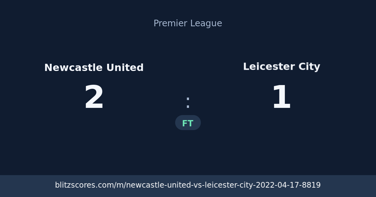 Newcastle United vs Leicester City score card