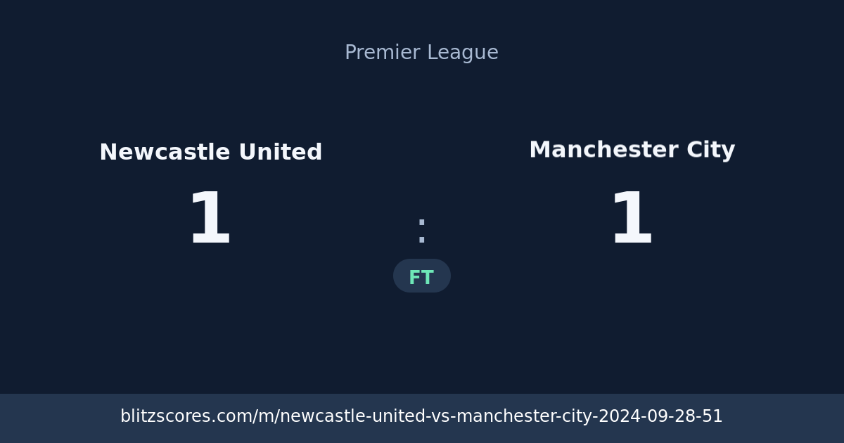 Newcastle United vs Manchester City score card