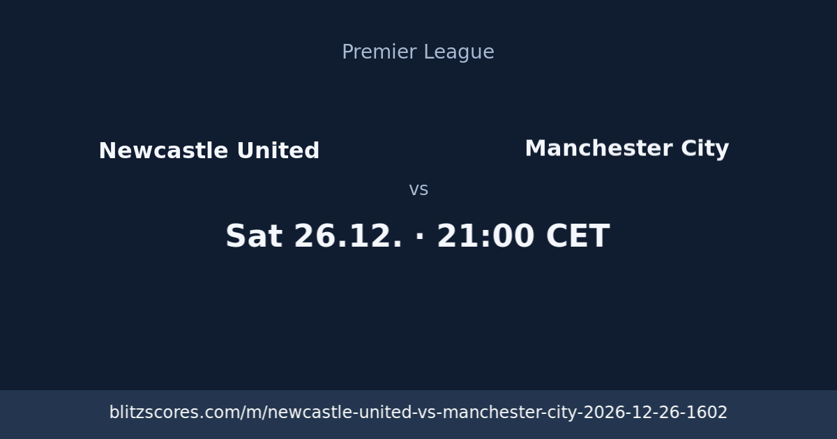Newcastle United vs Manchester City score card