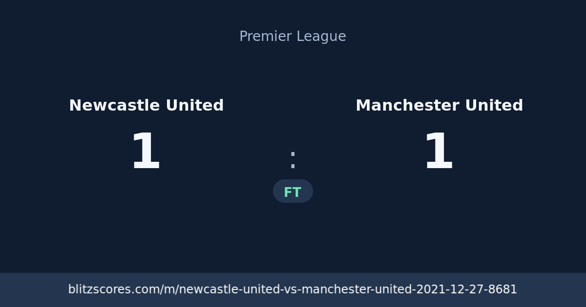 Newcastle United vs Manchester United score card