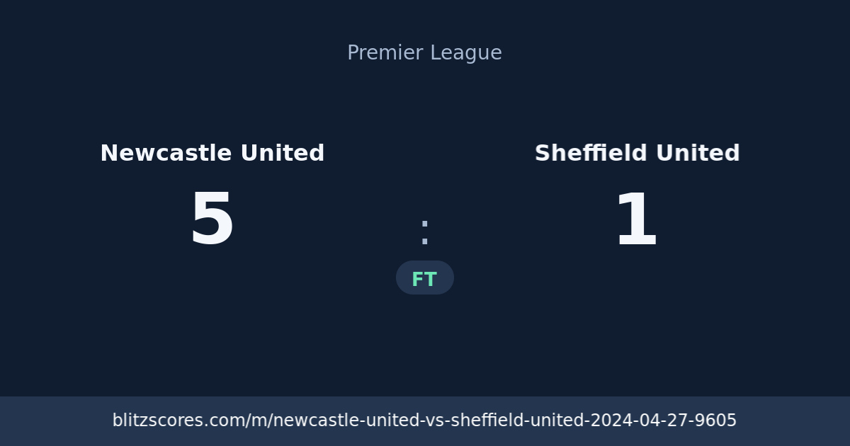 Newcastle United vs Sheffield United score card