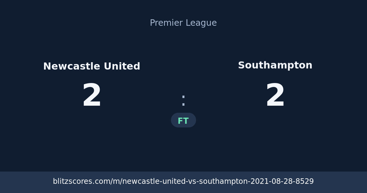 Newcastle United vs Southampton score card