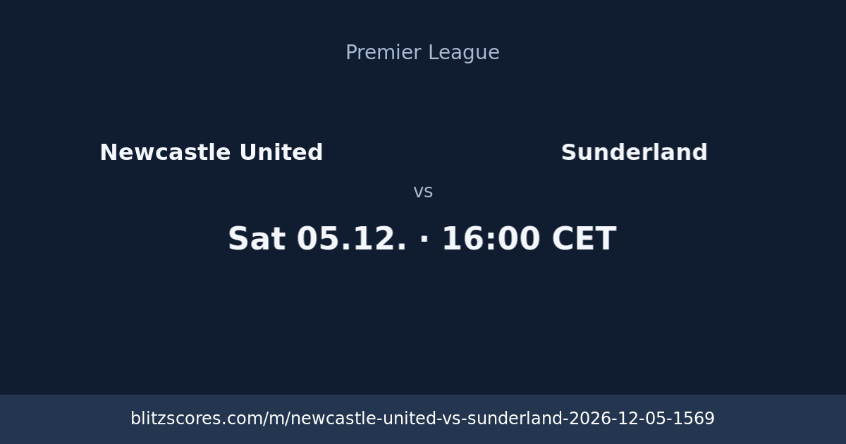 Newcastle United vs Sunderland score card
