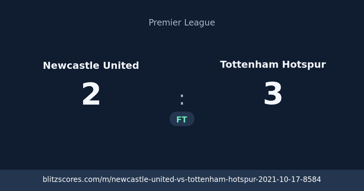 Newcastle United vs Tottenham Hotspur score card
