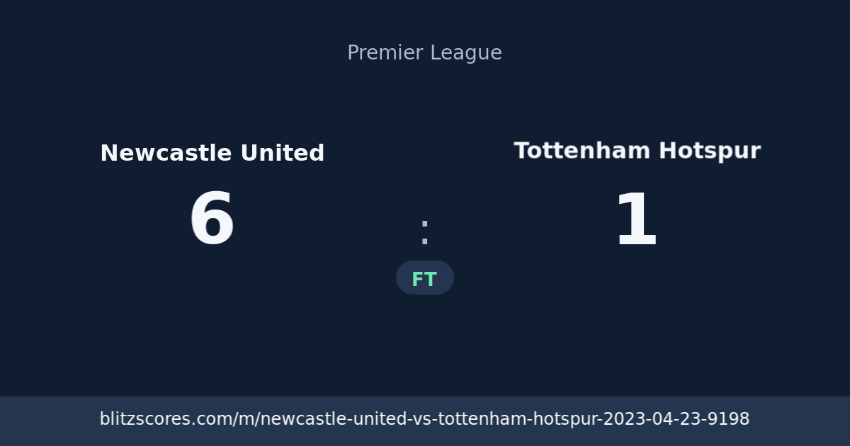 Newcastle United vs Tottenham Hotspur score card