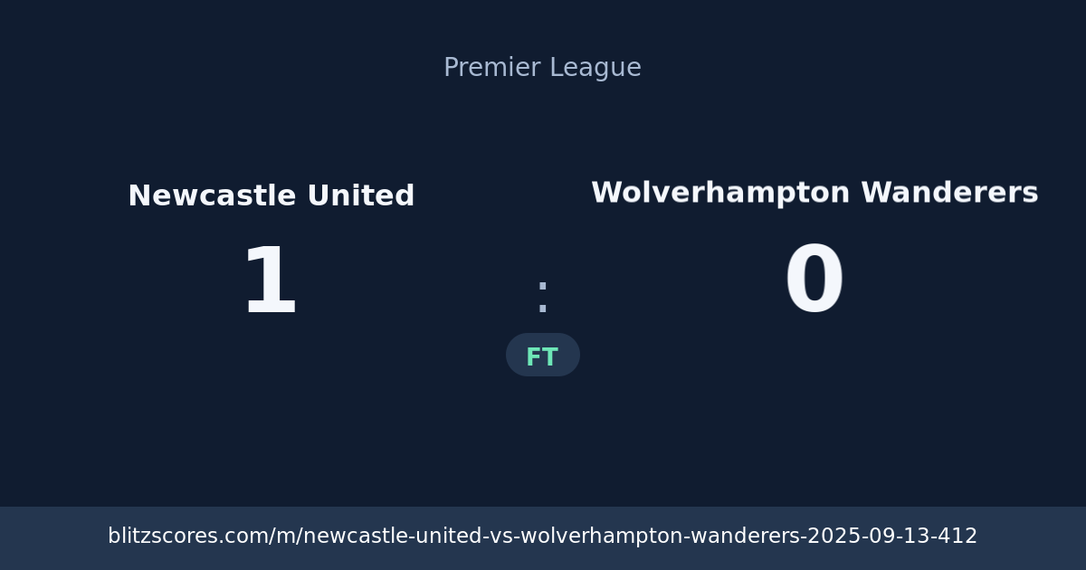 Newcastle United vs Wolverhampton Wanderers score card