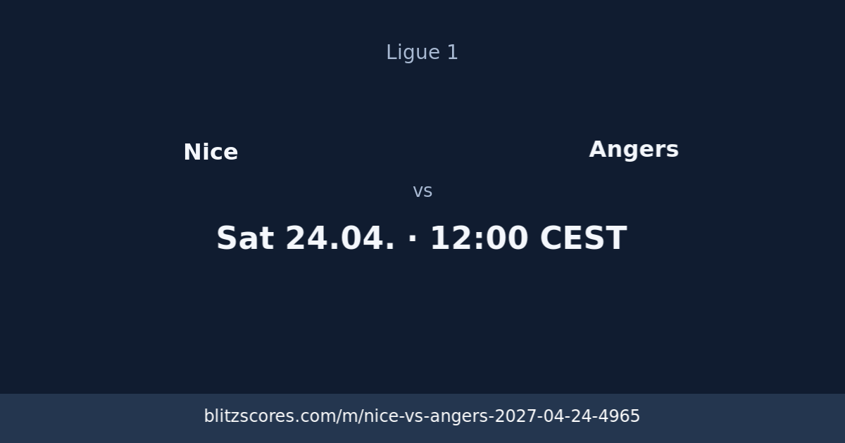 Nice vs Angers score card