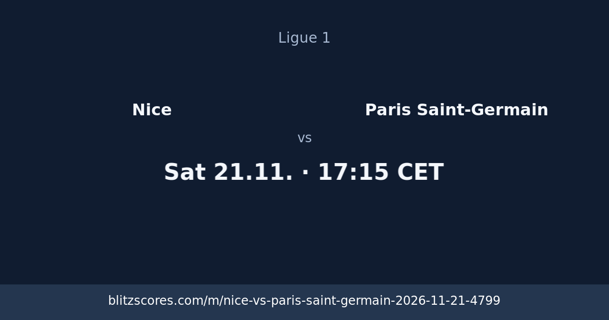 Nice vs Paris Saint-Germain score card