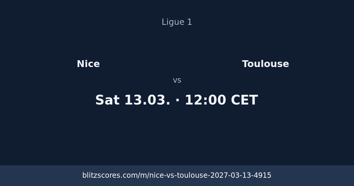 Nice vs Toulouse score card