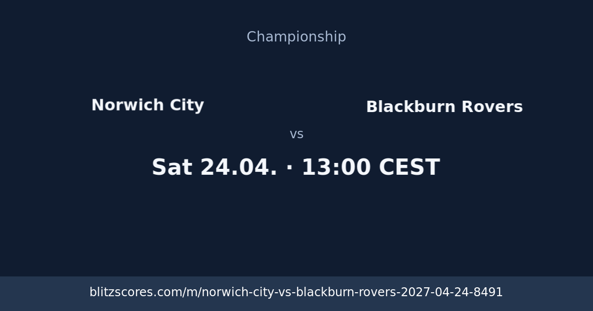 Norwich City vs Blackburn Rovers score card