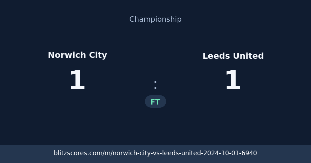 Norwich City vs Leeds United score card
