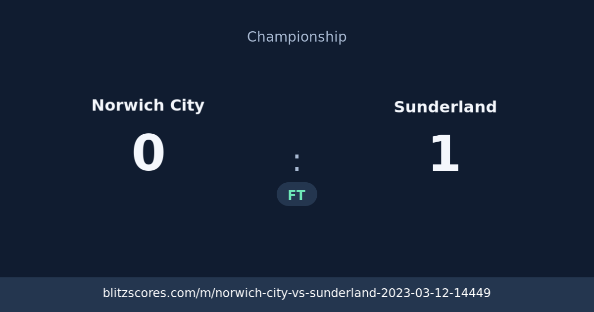 Norwich City vs Sunderland score card