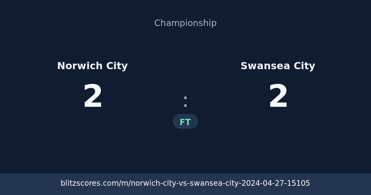 Norwich City vs Swansea City score card