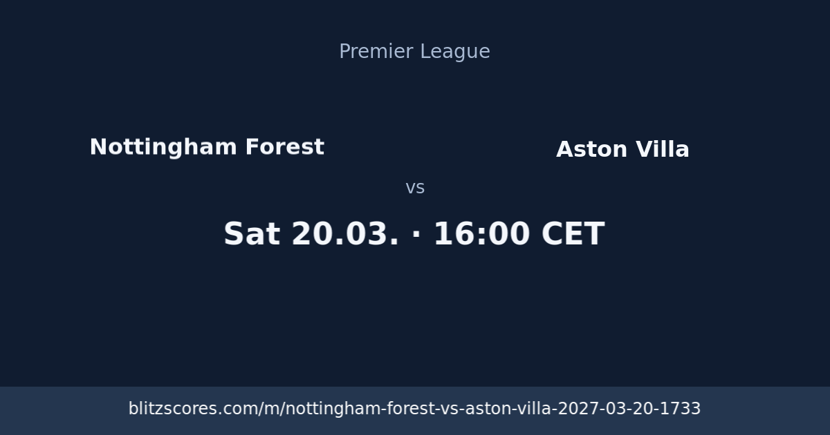 Nottingham Forest vs Aston Villa score card