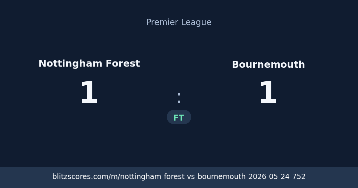 Nottingham Forest vs Bournemouth score card