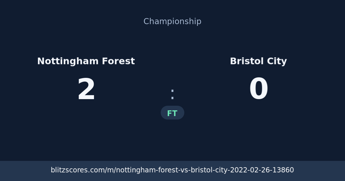 Nottingham Forest vs Bristol City score card