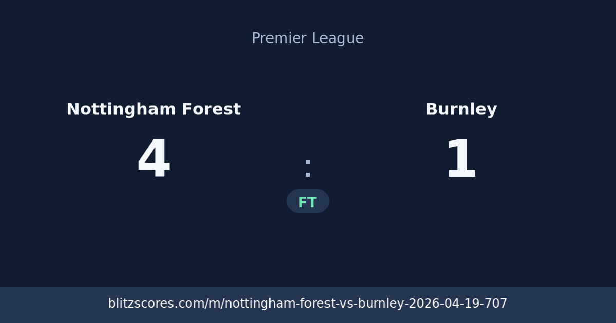 Nottingham Forest vs Burnley score card