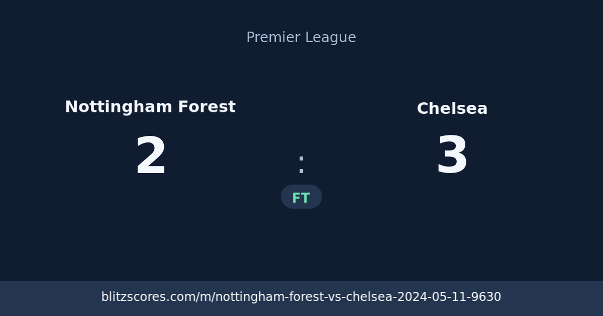 Nottingham Forest vs Chelsea score card