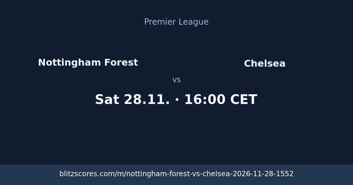 Nottingham Forest vs Chelsea score card
