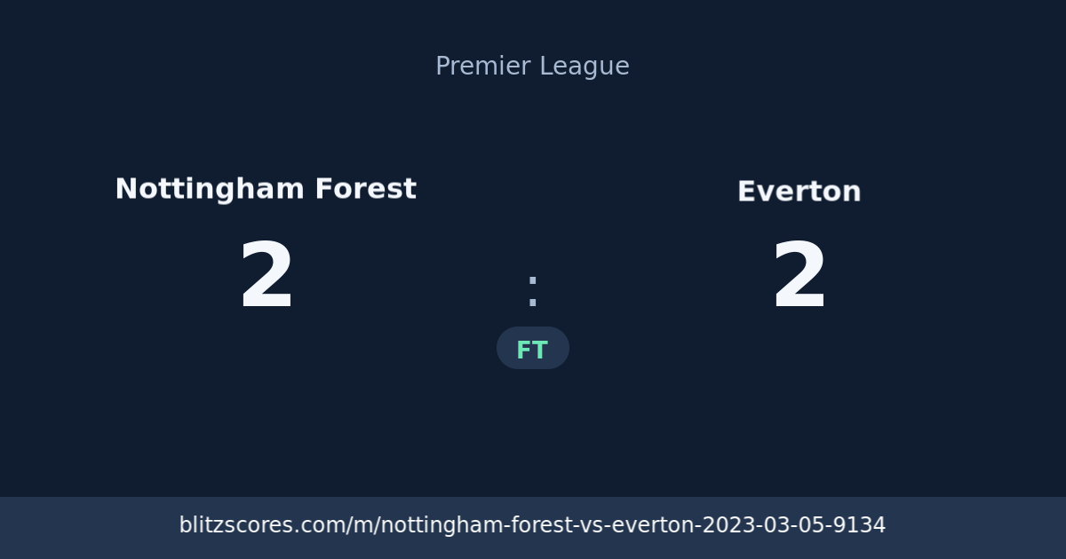 Nottingham Forest vs Everton score card