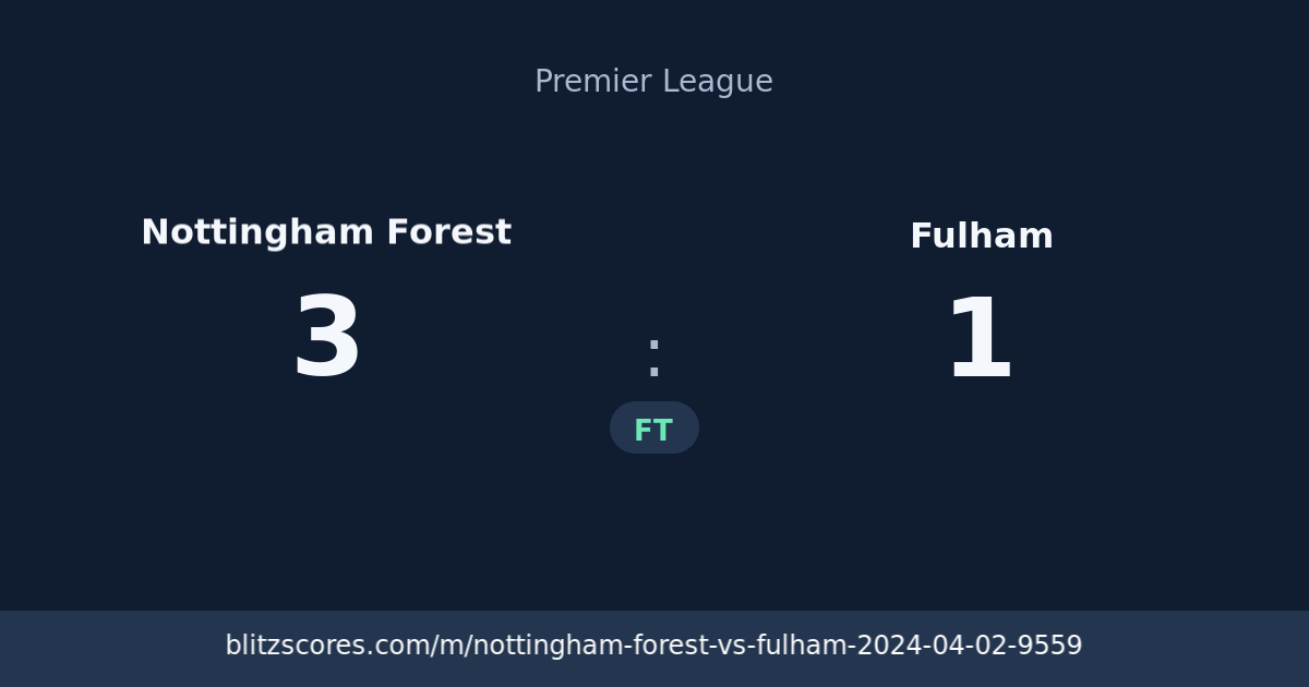 Nottingham Forest vs Fulham score card