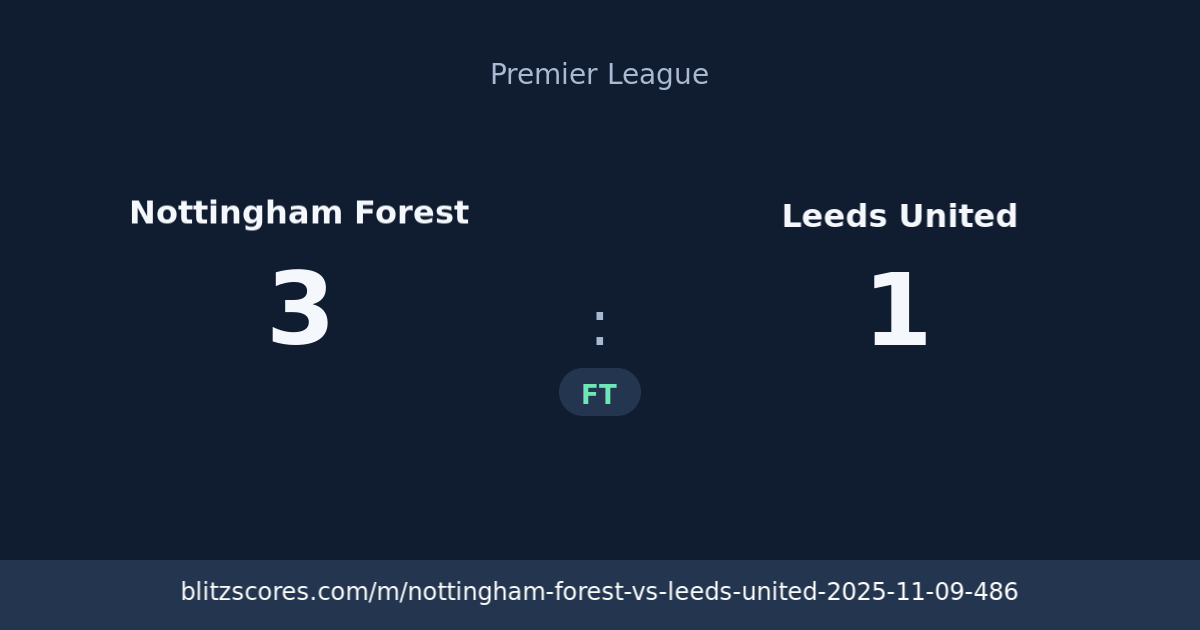 Nottingham Forest vs Leeds United score card