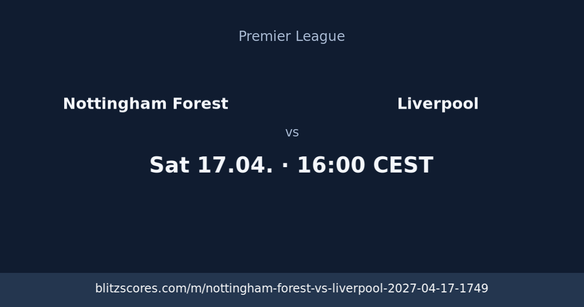 Nottingham Forest vs Liverpool score card