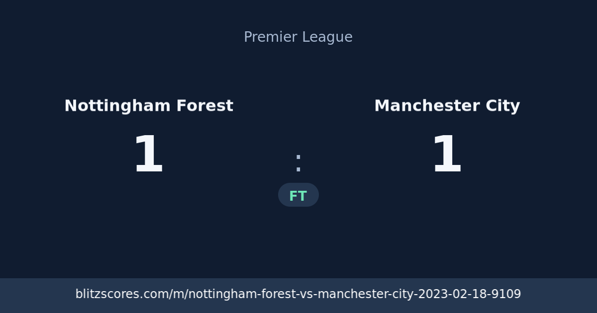 Nottingham Forest vs Manchester City score card