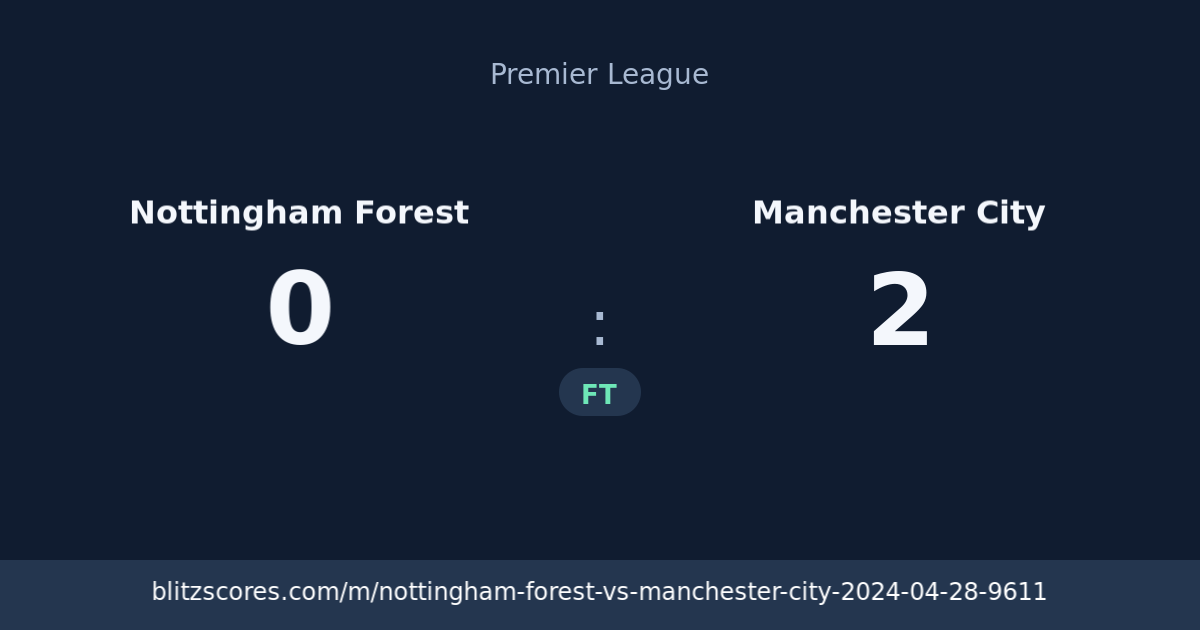 Nottingham Forest vs Manchester City score card