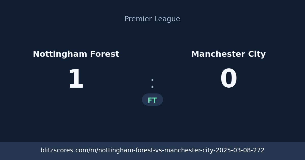 Nottingham Forest vs Manchester City score card