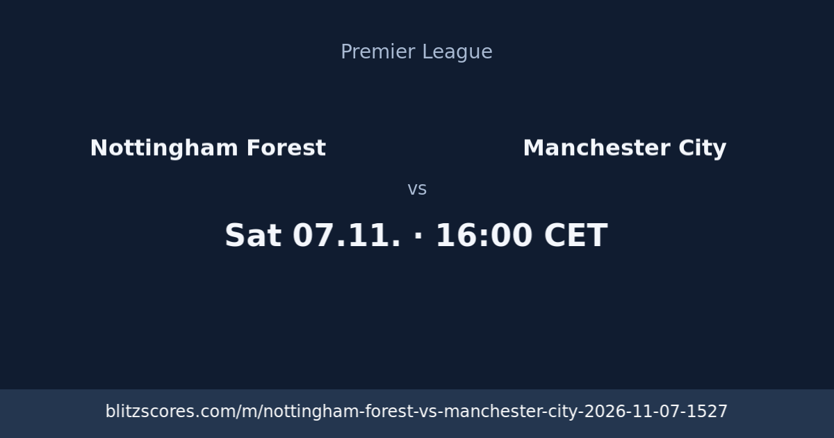 Nottingham Forest vs Manchester City score card