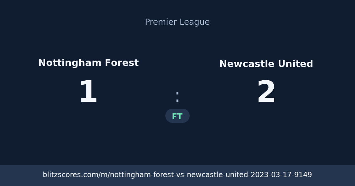 Nottingham Forest vs Newcastle United score card