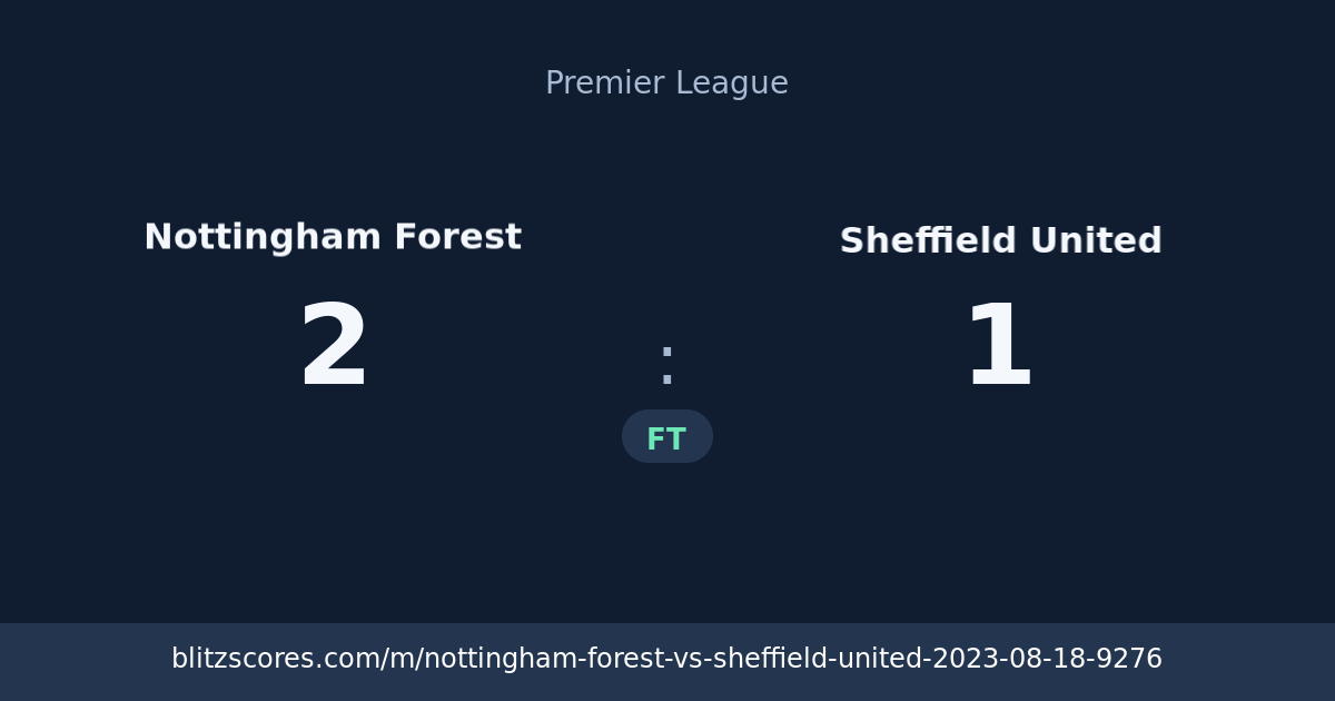 Nottingham Forest vs Sheffield United score card