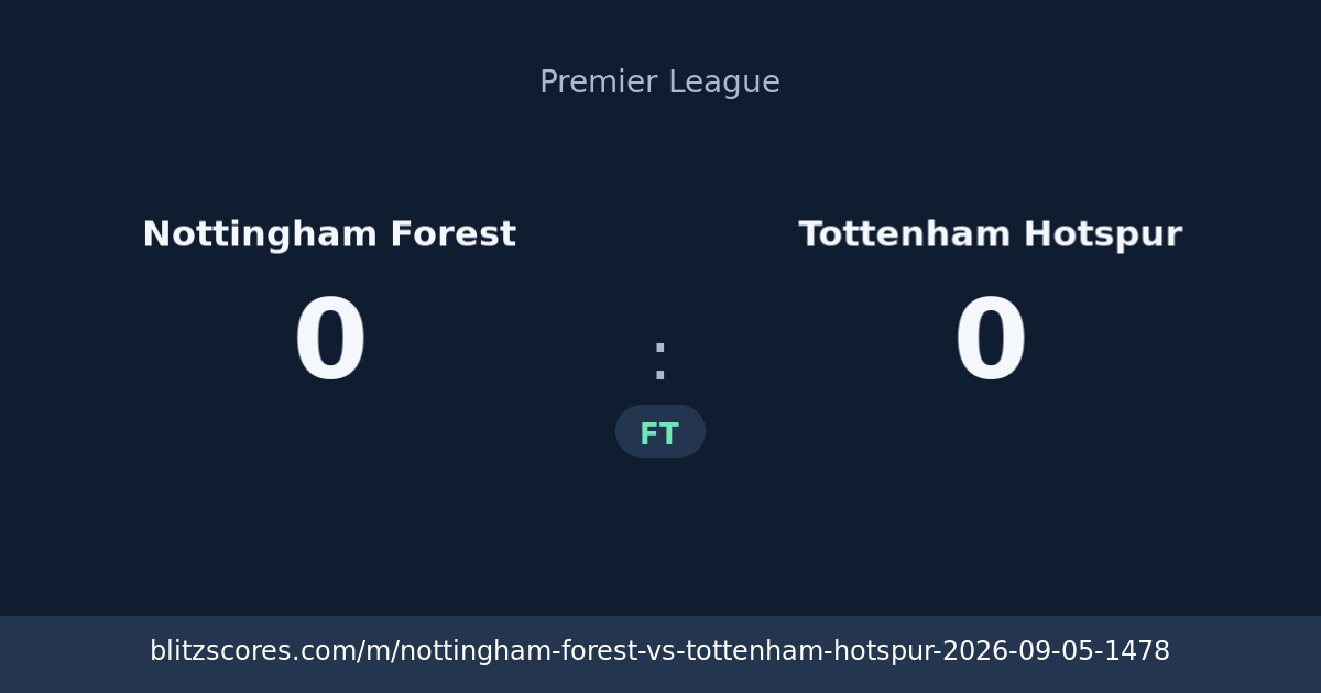 Nottingham Forest vs Tottenham Hotspur score card
